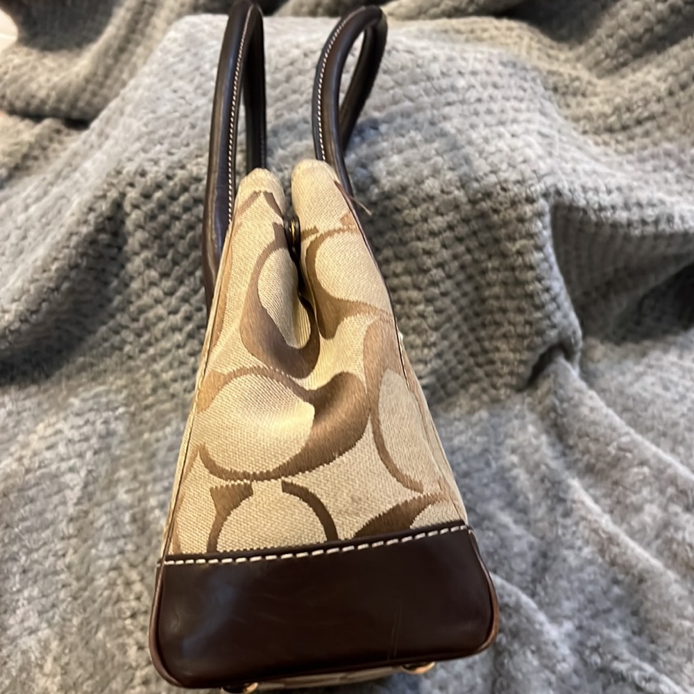 COACH signature brown/tan double handle tote - Picture 6 of 12